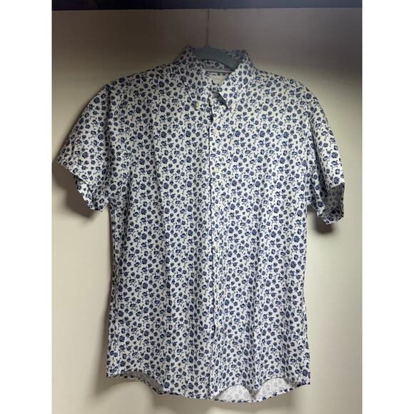 Denim & Flower Zmen’s Button Front Shirt Sz Small Blue Floral Rickey Singh - Picture 9 of 10